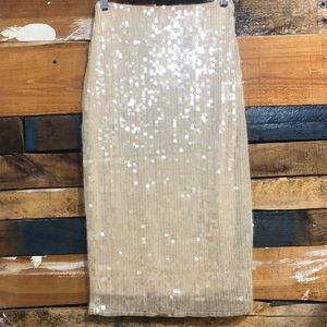 NWT Zara sequins midi pencil skirt Sz S beige women’s